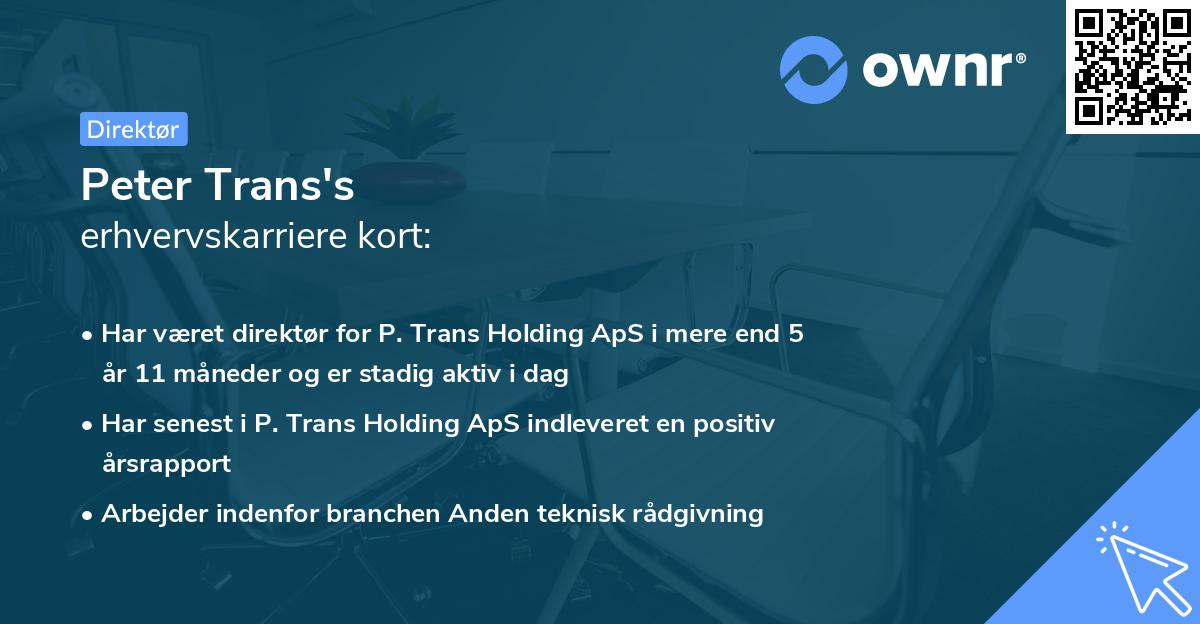 Peter Trans's erhvervskarriere kort