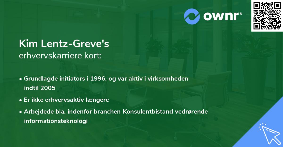 Kim Lentz-Greve's erhvervskarriere kort
