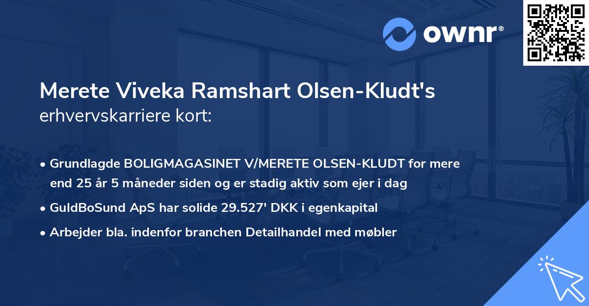 Merete Viveka Ramshart Olsen-Kludt's erhvervskarriere kort