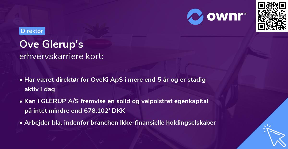 Ove Glerup's erhvervskarriere kort