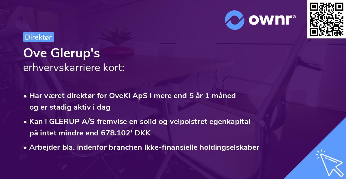 Ove Glerup's erhvervskarriere kort