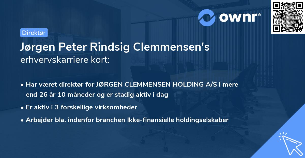 Jørgen Peter Rindsig Clemmensen's erhvervskarriere kort