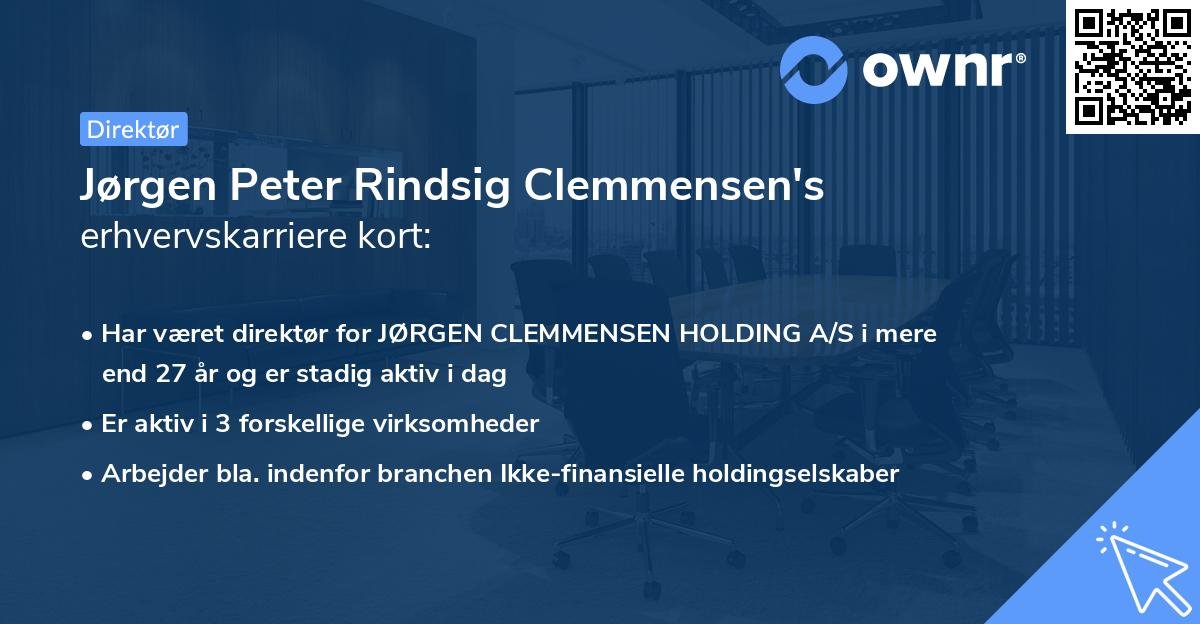Jørgen Peter Rindsig Clemmensen's erhvervskarriere kort