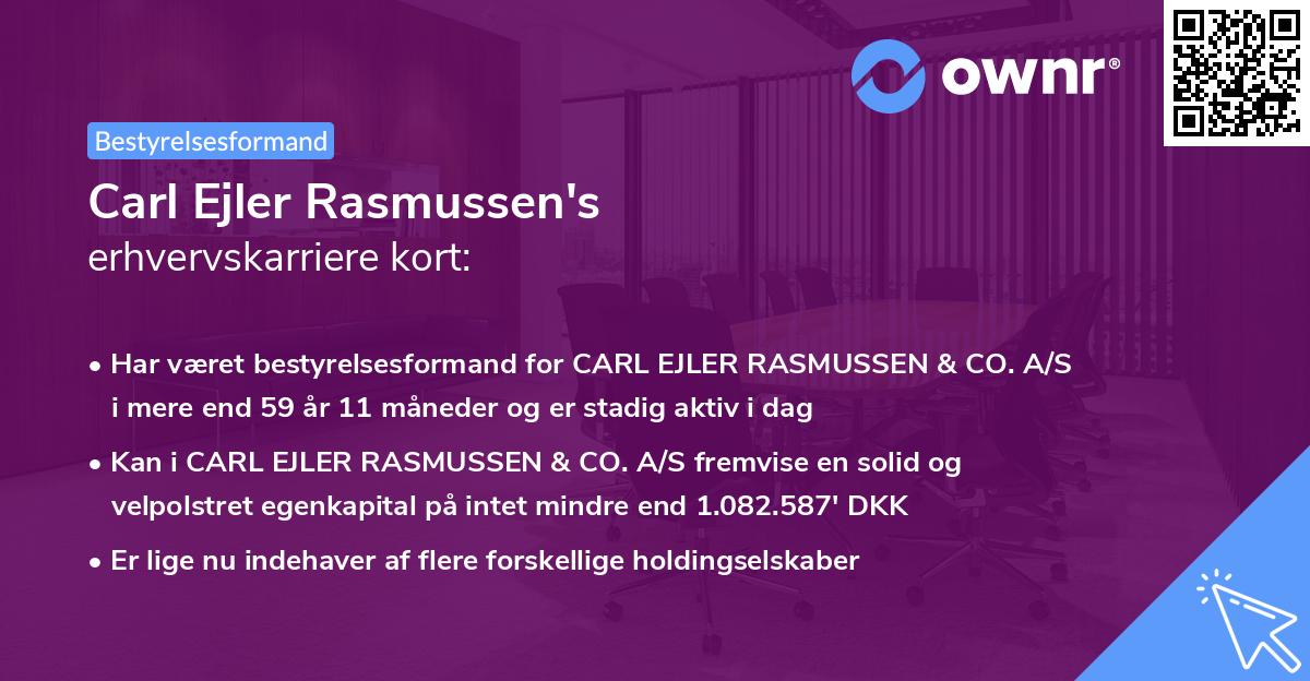 Carl Ejler Rasmussen's erhvervskarriere kort