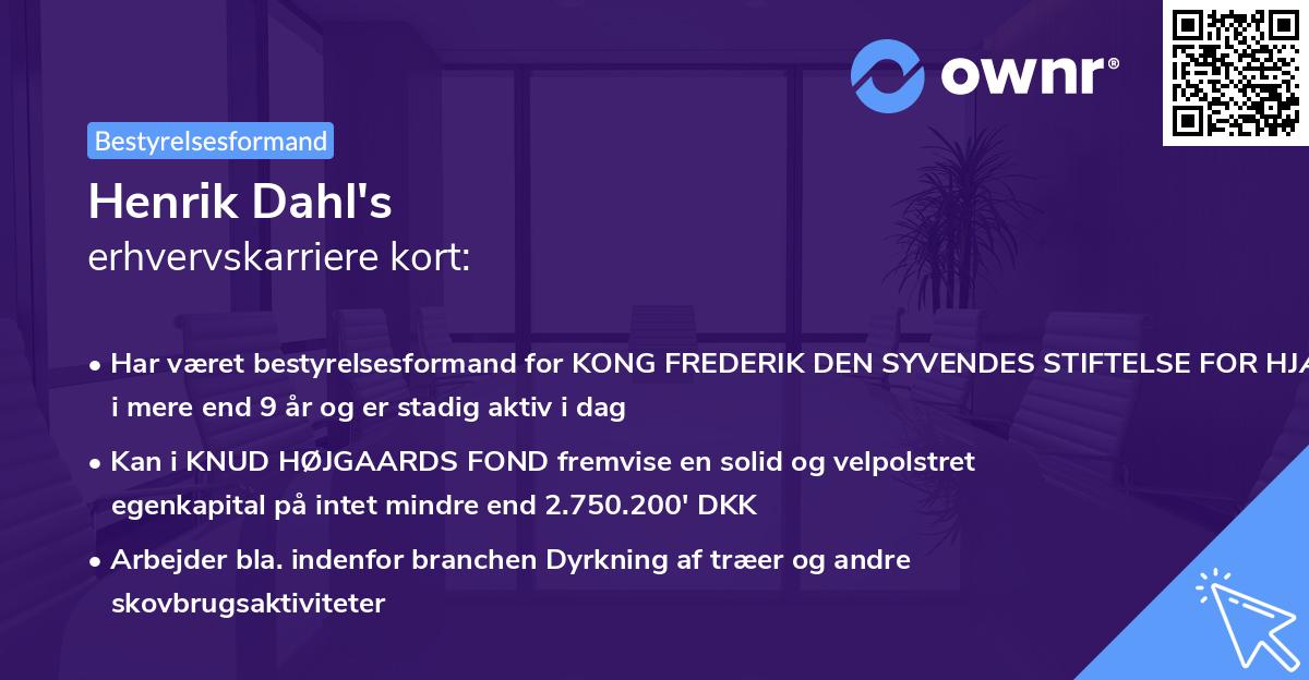 Henrik Dahl's erhvervskarriere kort