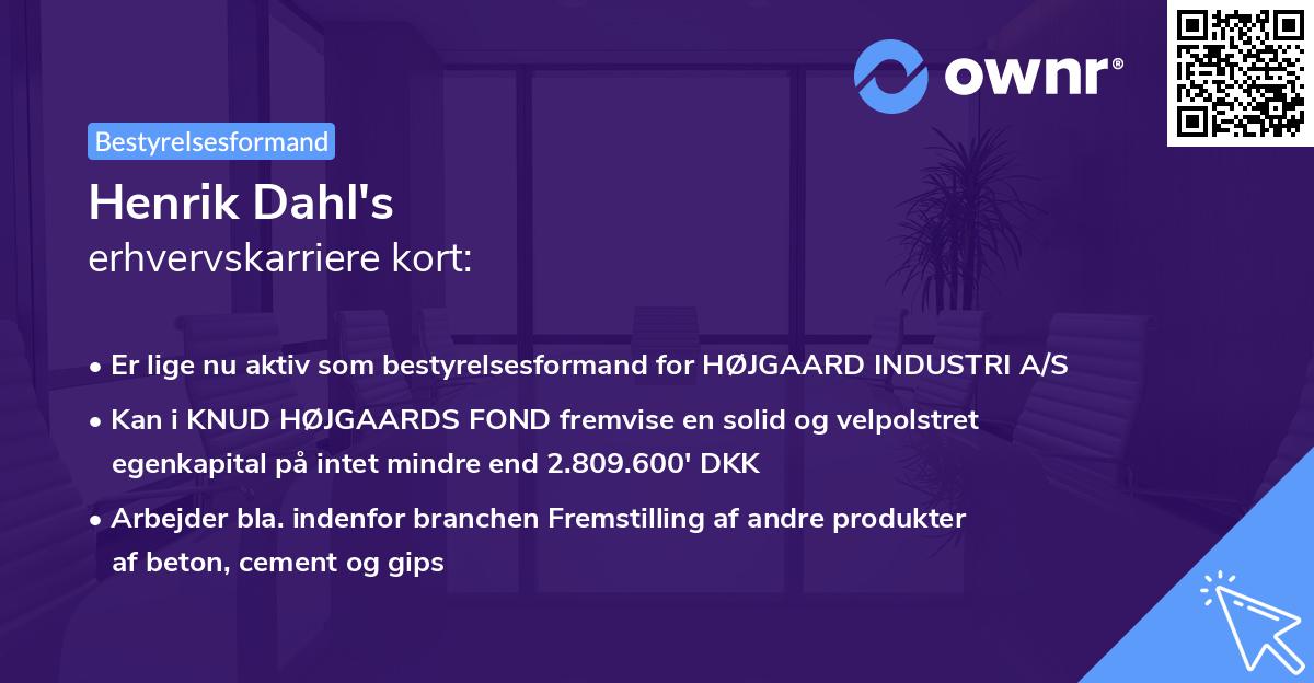 Henrik Dahl's erhvervskarriere kort