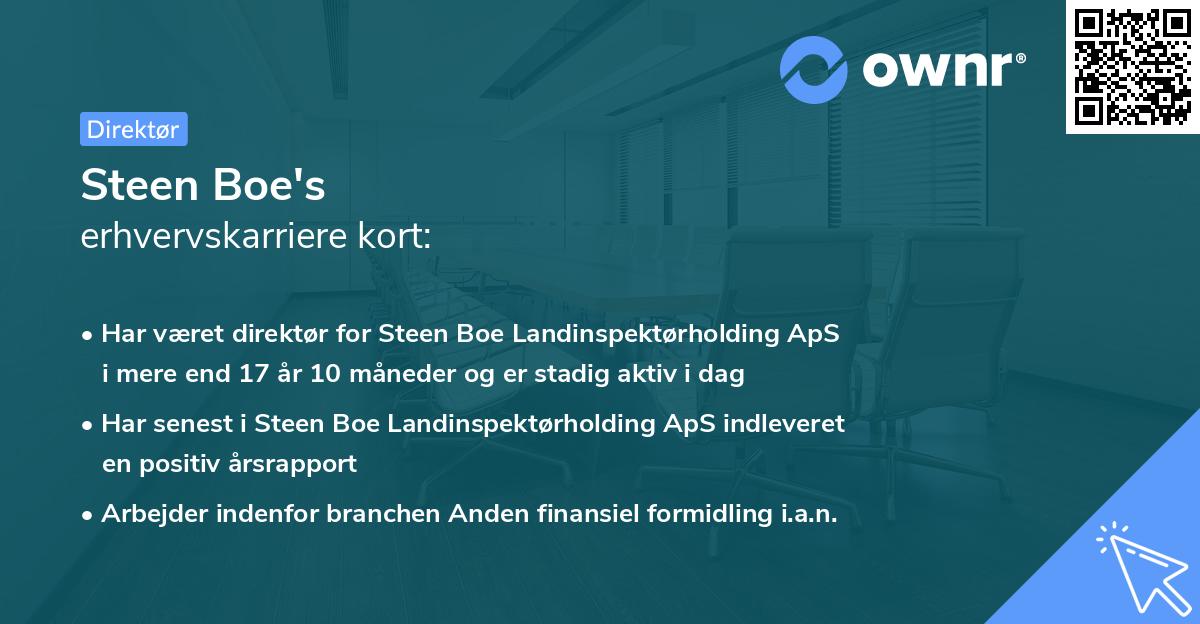 Steen Boe's erhvervskarriere kort