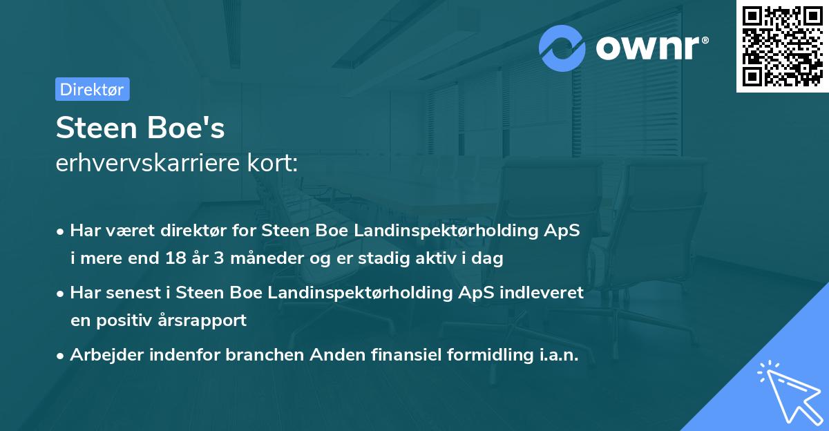 Steen Boe's erhvervskarriere kort