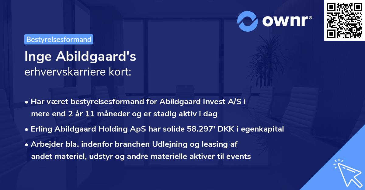 Inge Abildgaard's erhvervskarriere kort