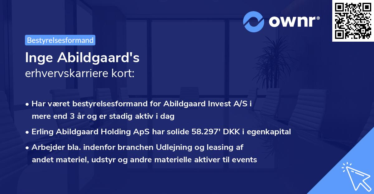 Inge Abildgaard's erhvervskarriere kort