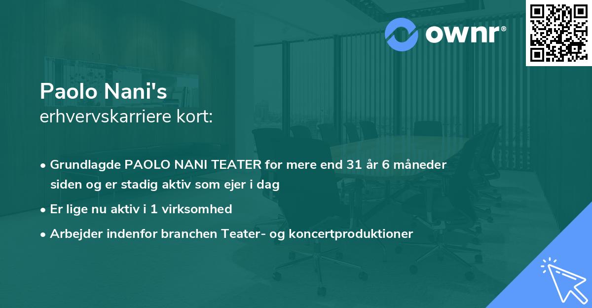 Paolo Nani's erhvervskarriere kort