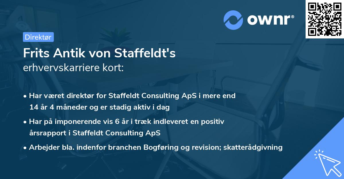 Frits Antik von Staffeldt's erhvervskarriere kort