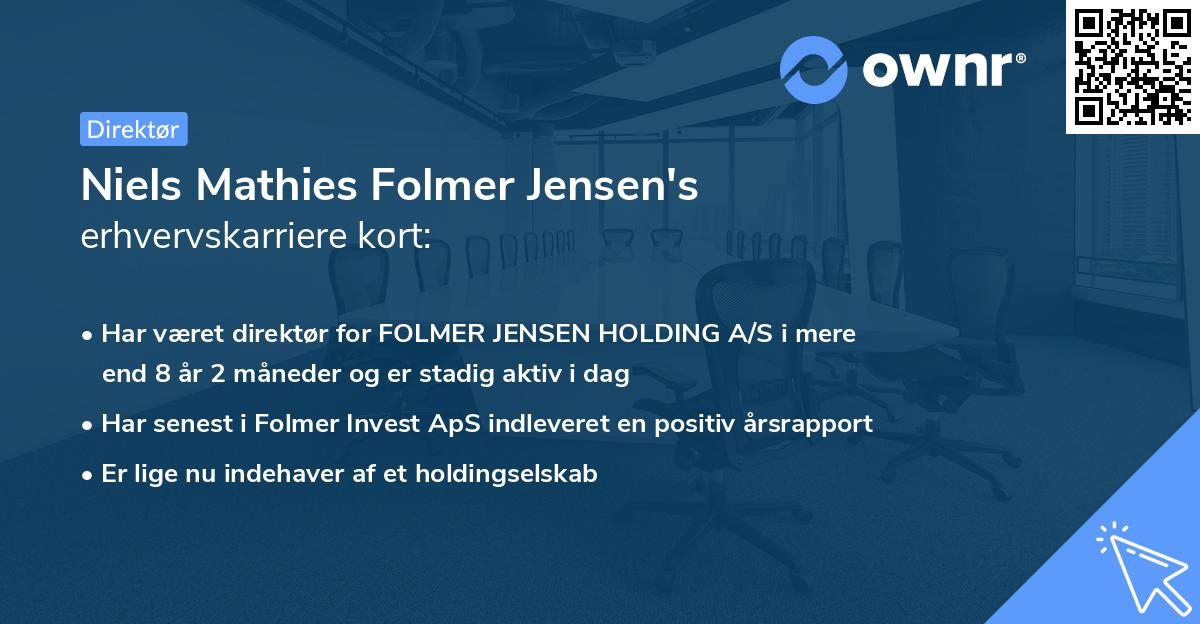 Niels Mathies Folmer Jensen's erhvervskarriere kort