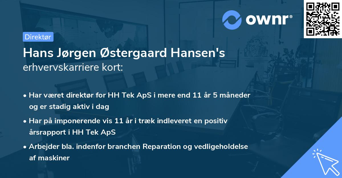 Hans Jørgen Østergaard Hansen's erhvervskarriere kort