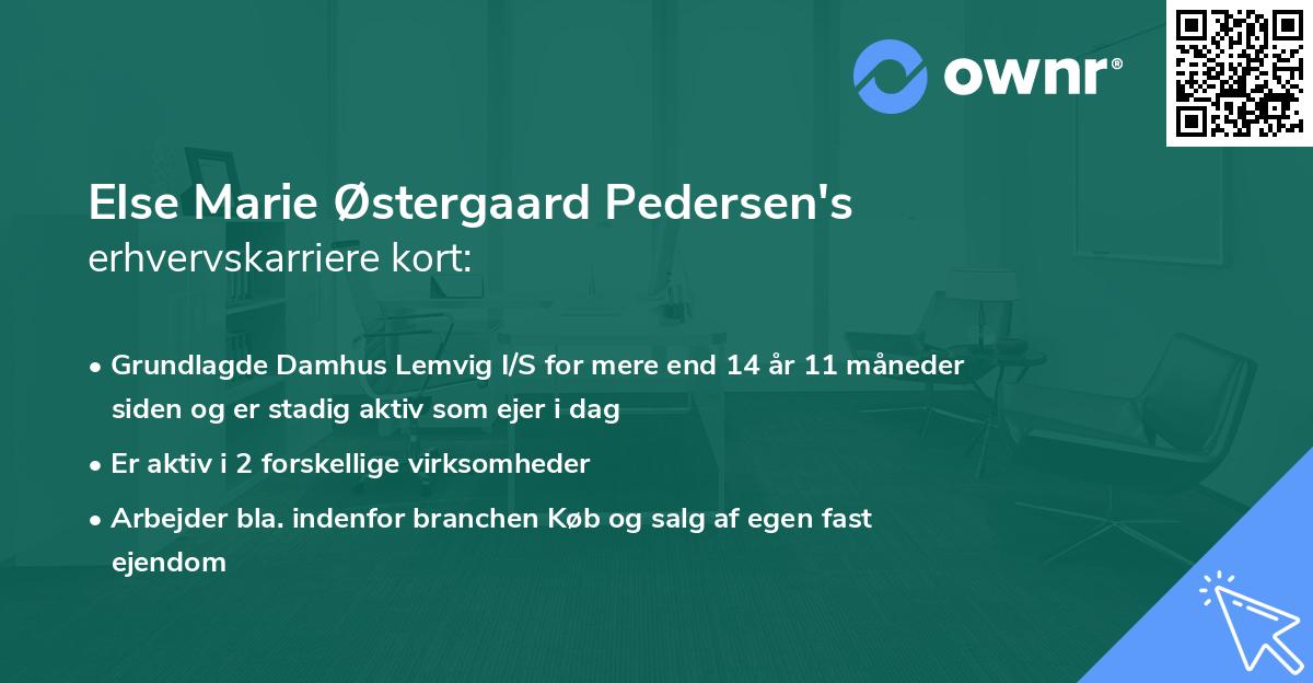 Else Marie Østergaard Pedersen's erhvervskarriere kort