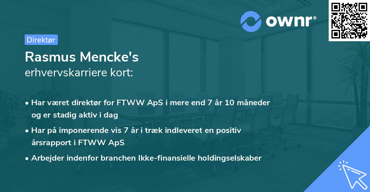 Rasmus Mencke's erhvervskarriere kort