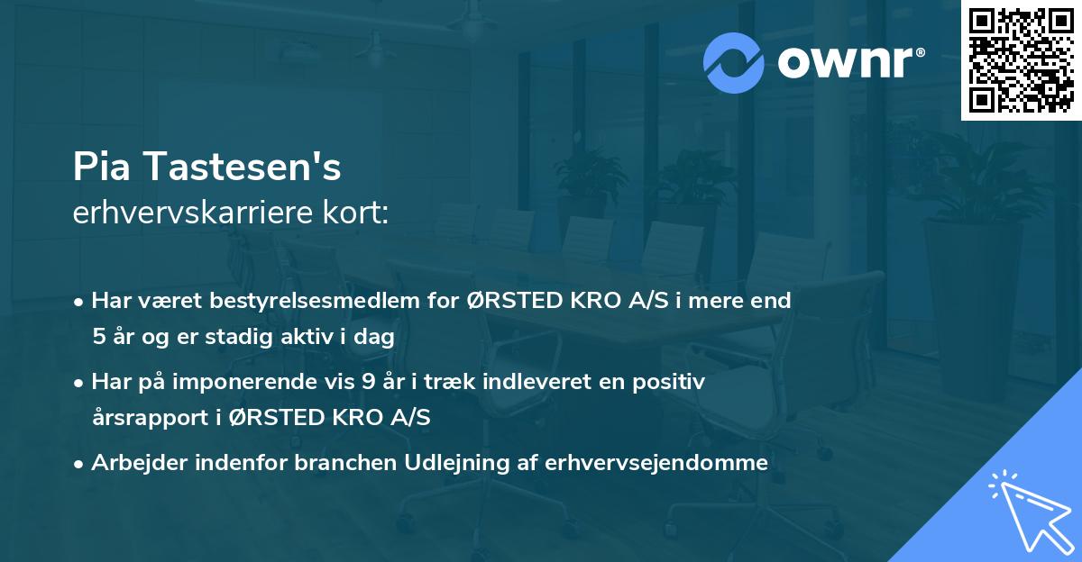 Pia Tastesen's erhvervskarriere kort