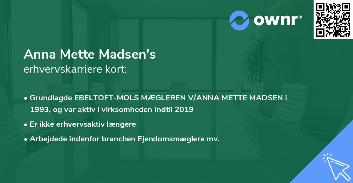 Anna Mette Madsen's erhvervskarriere kort