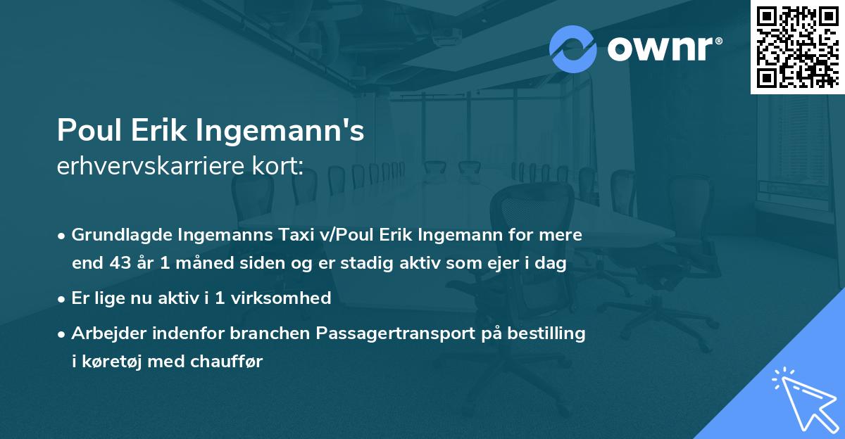 Poul Erik Ingemann's erhvervskarriere kort