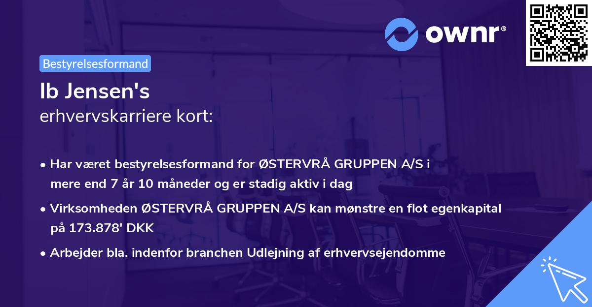 Ib Jensen's erhvervskarriere kort