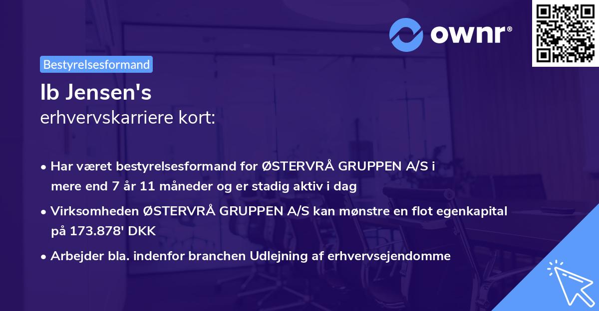 Ib Jensen's erhvervskarriere kort