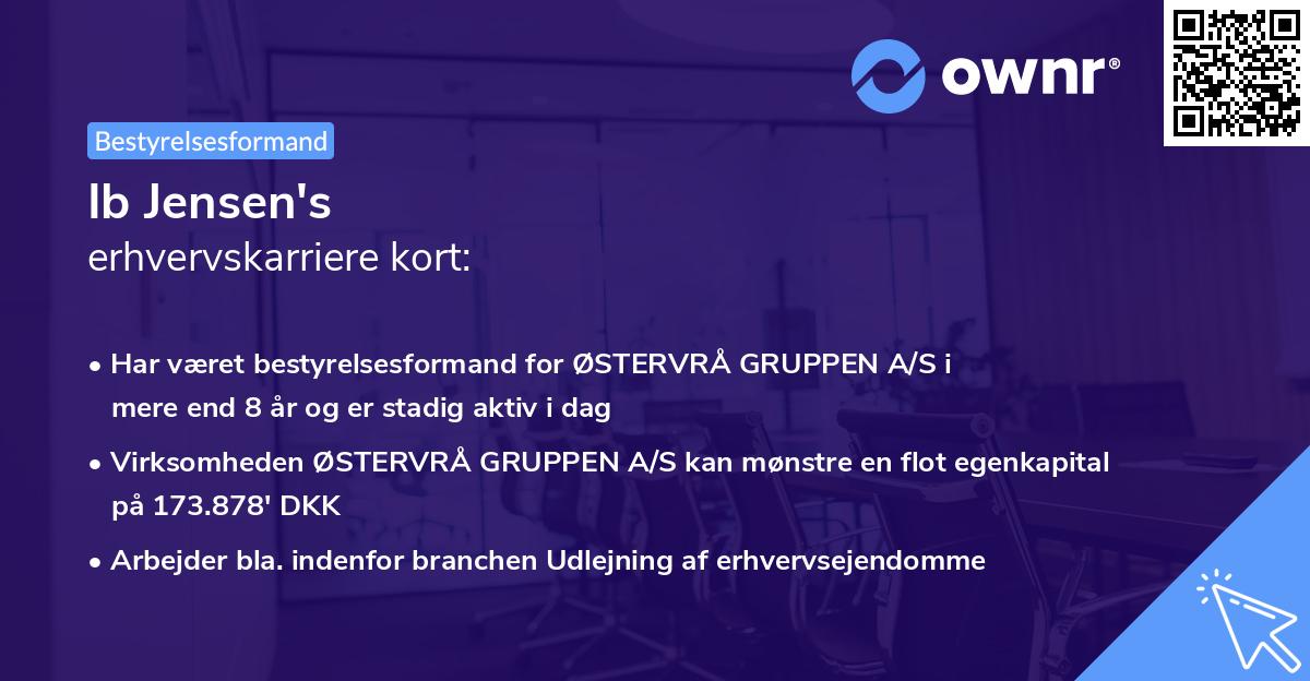 Ib Jensen's erhvervskarriere kort