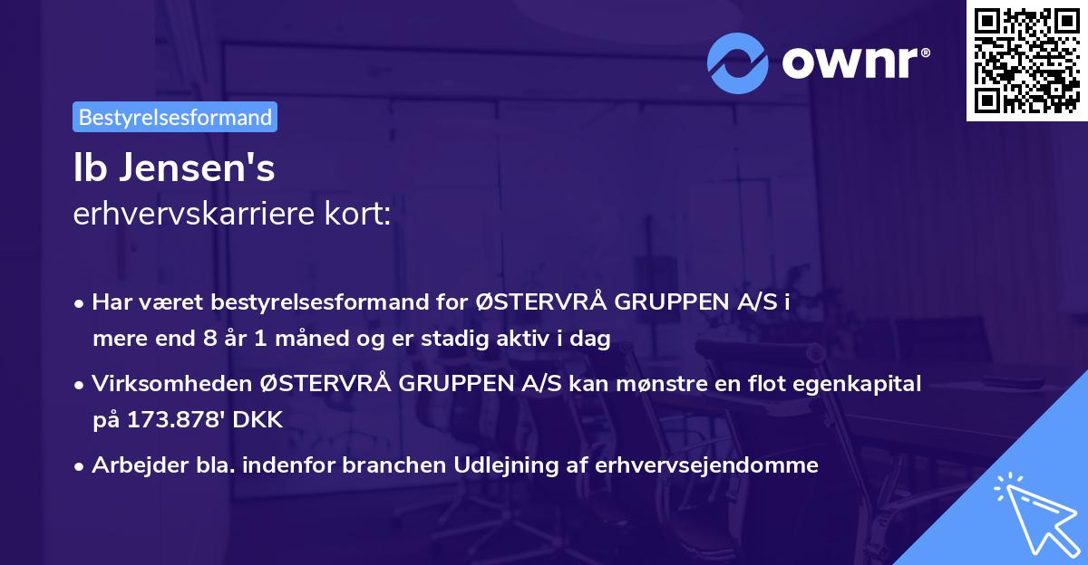Ib Jensen's erhvervskarriere kort