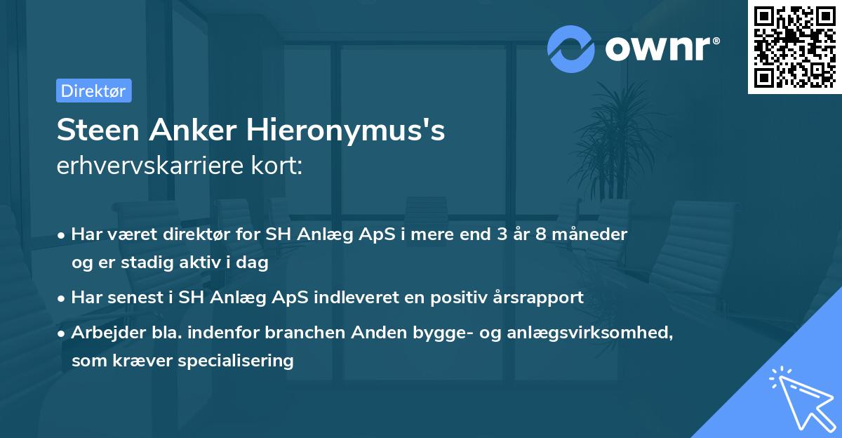 Steen Anker Hieronymus's erhvervskarriere kort