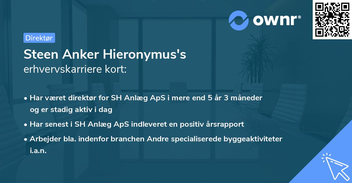 Steen Anker Hieronymus's erhvervskarriere kort