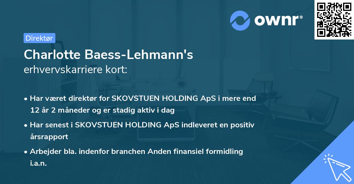 Charlotte Baess-Lehmann's erhvervskarriere kort