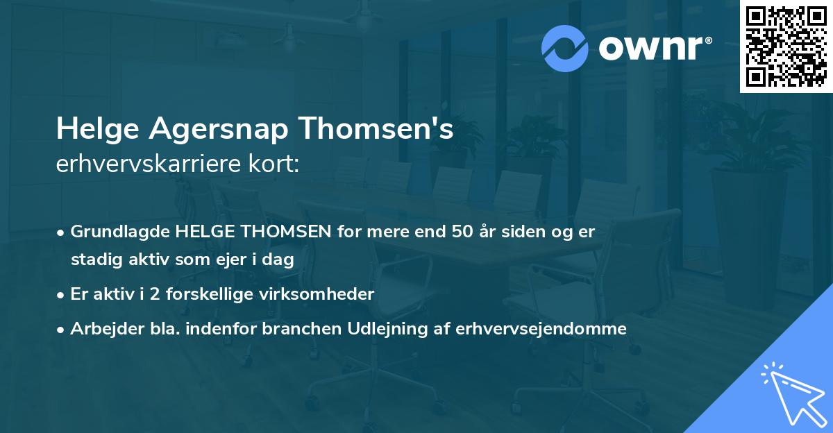 Helge Agersnap Thomsen's erhvervskarriere kort