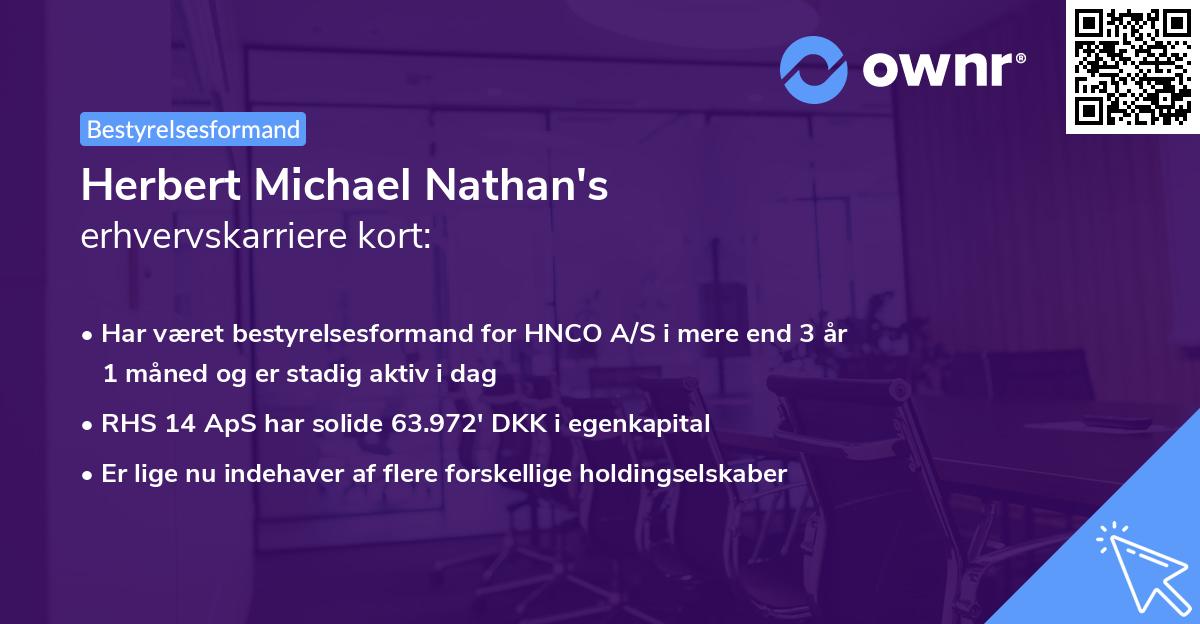 Herbert Michael Nathan's erhvervskarriere kort