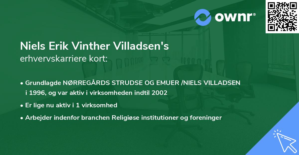 Niels Erik Vinther Villadsen's erhvervskarriere kort