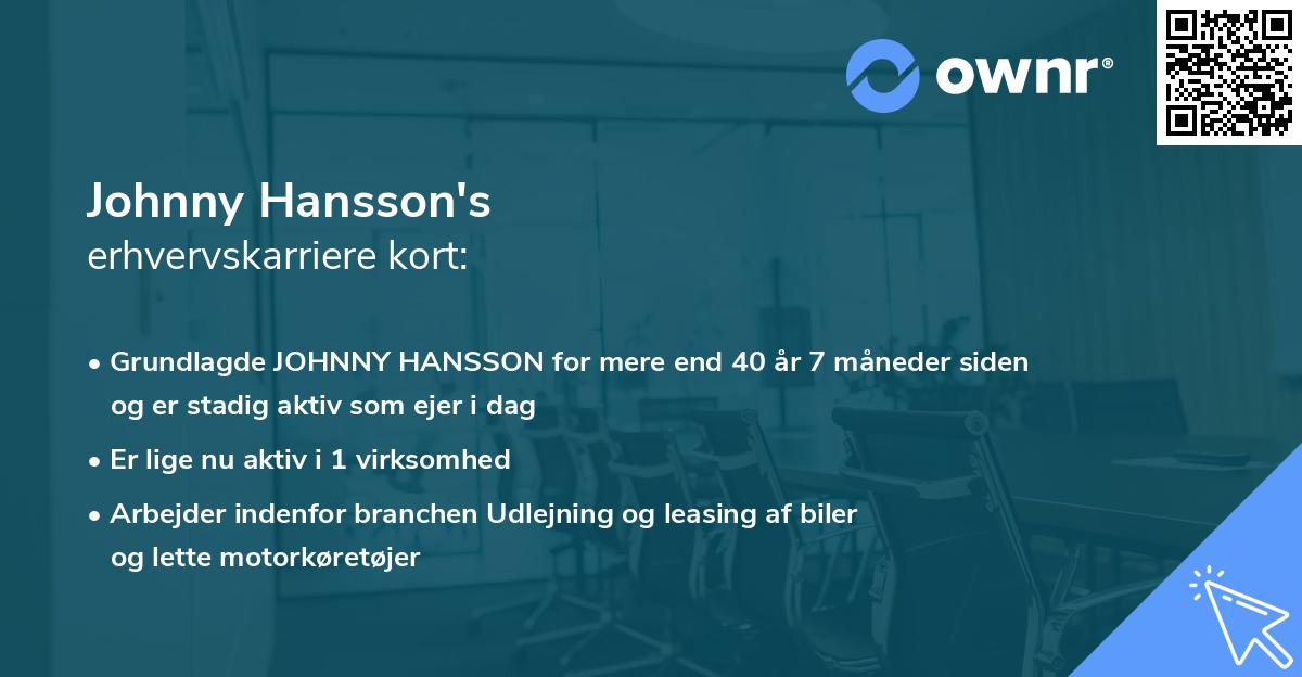 Johnny Hansson's erhvervskarriere kort
