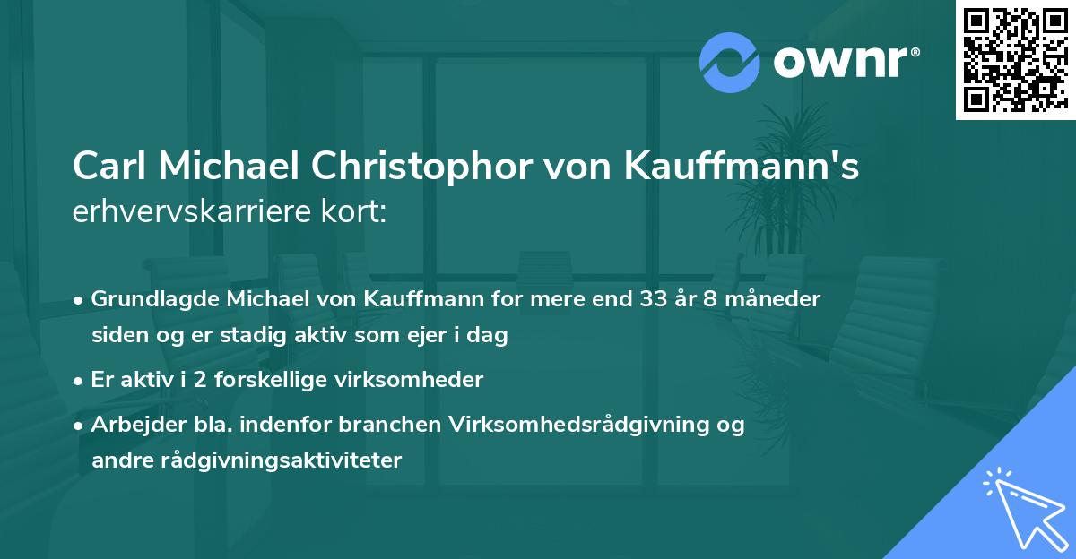 Carl Michael Christophor von Kauffmann's erhvervskarriere kort