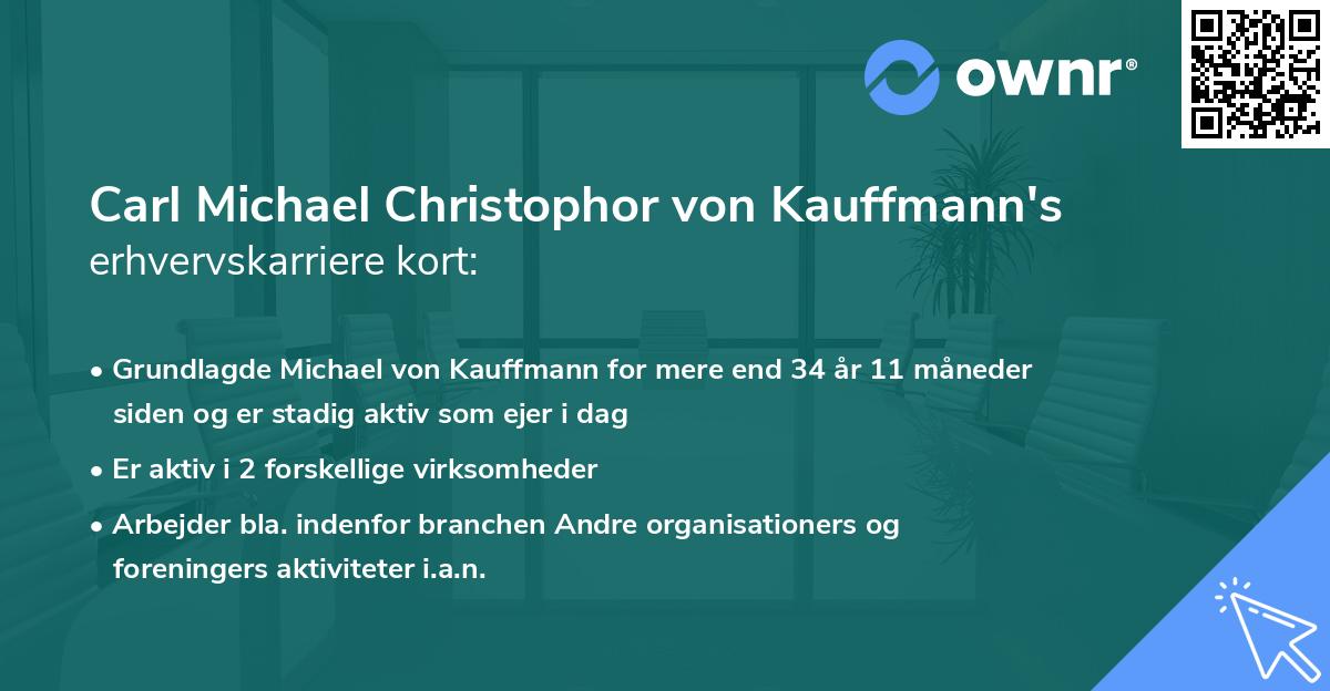 Carl Michael Christophor von Kauffmann's erhvervskarriere kort