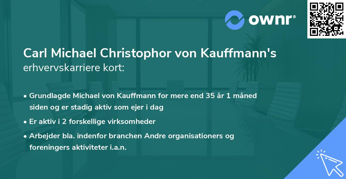Carl Michael Christophor von Kauffmann's erhvervskarriere kort