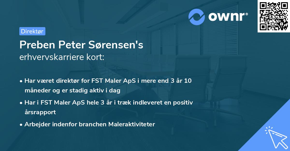 Preben Peter Sørensen's erhvervskarriere kort