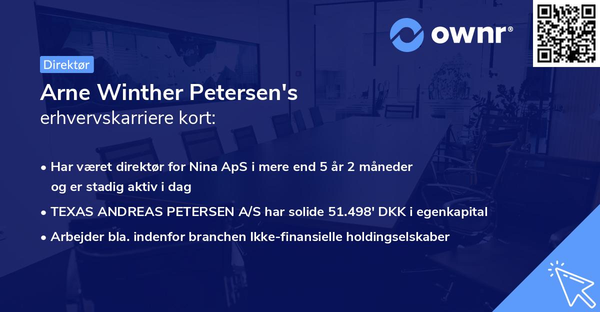 Arne Winther Petersen's erhvervskarriere kort