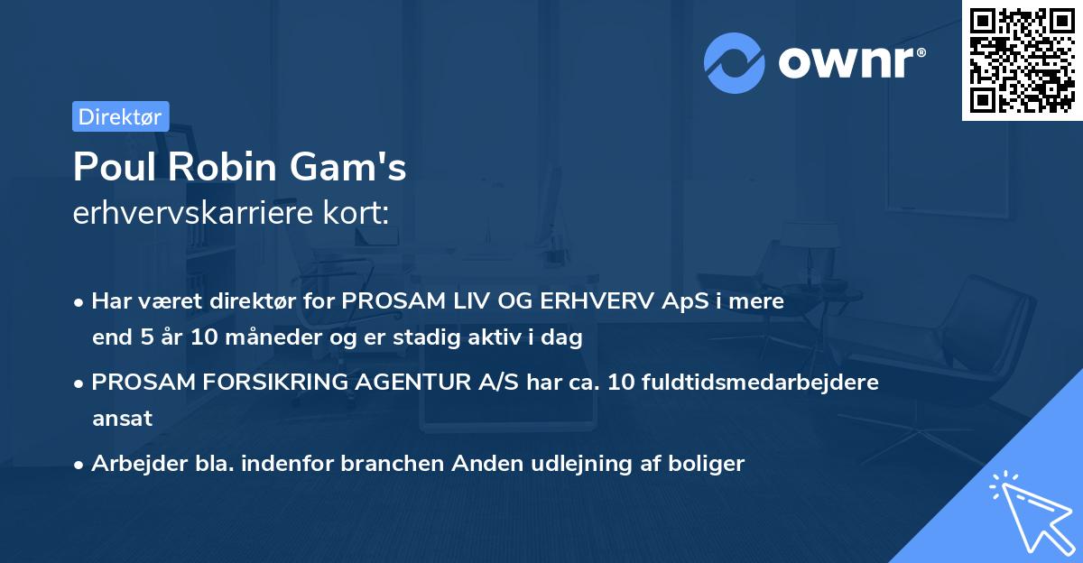 Poul Robin Gam's erhvervskarriere kort