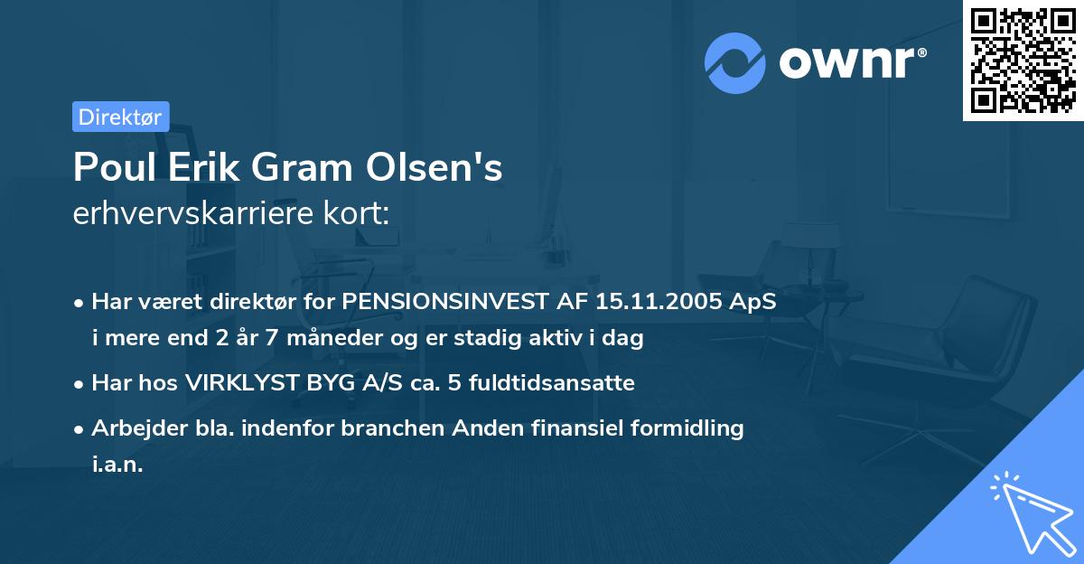 Poul Erik Gram Olsen's erhvervskarriere kort