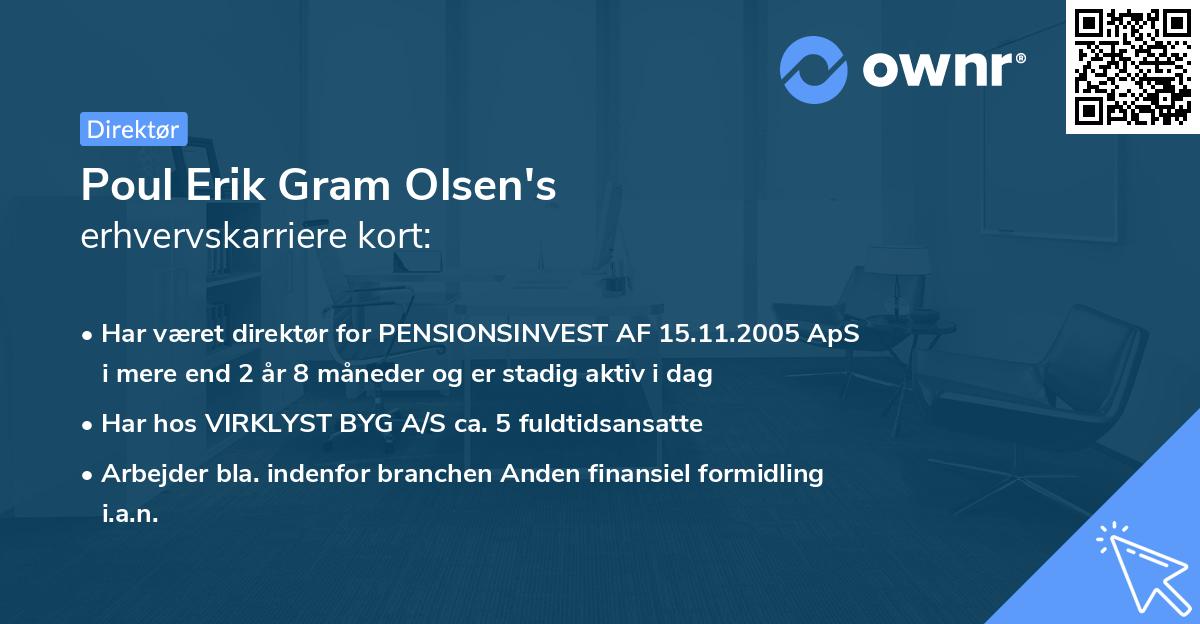 Poul Erik Gram Olsen's erhvervskarriere kort