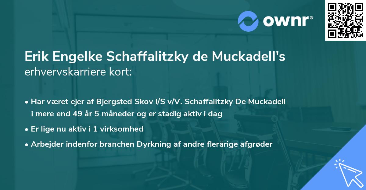 Erik Engelke Schaffalitzky de Muckadell's erhvervskarriere kort