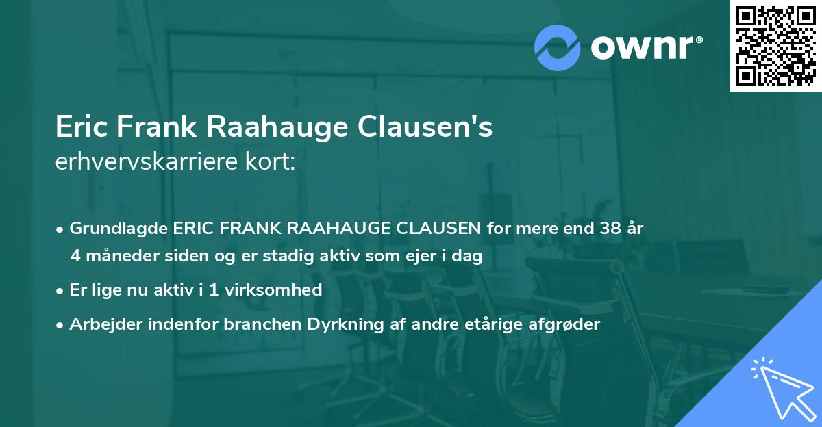 Eric Frank Raahauge Clausen's erhvervskarriere kort