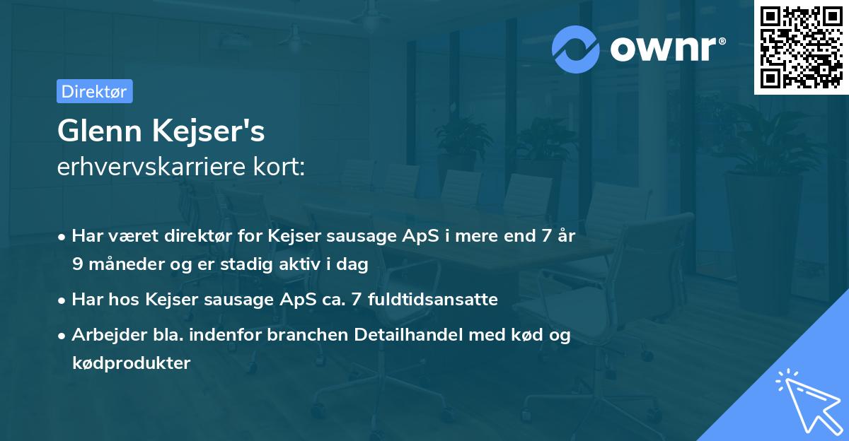 Glenn Kejser's erhvervskarriere kort