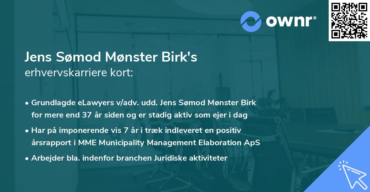 Jens Sømod Mønster Birk's erhvervskarriere kort