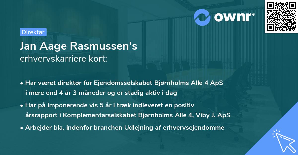 Jan Aage Rasmussen's erhvervskarriere kort