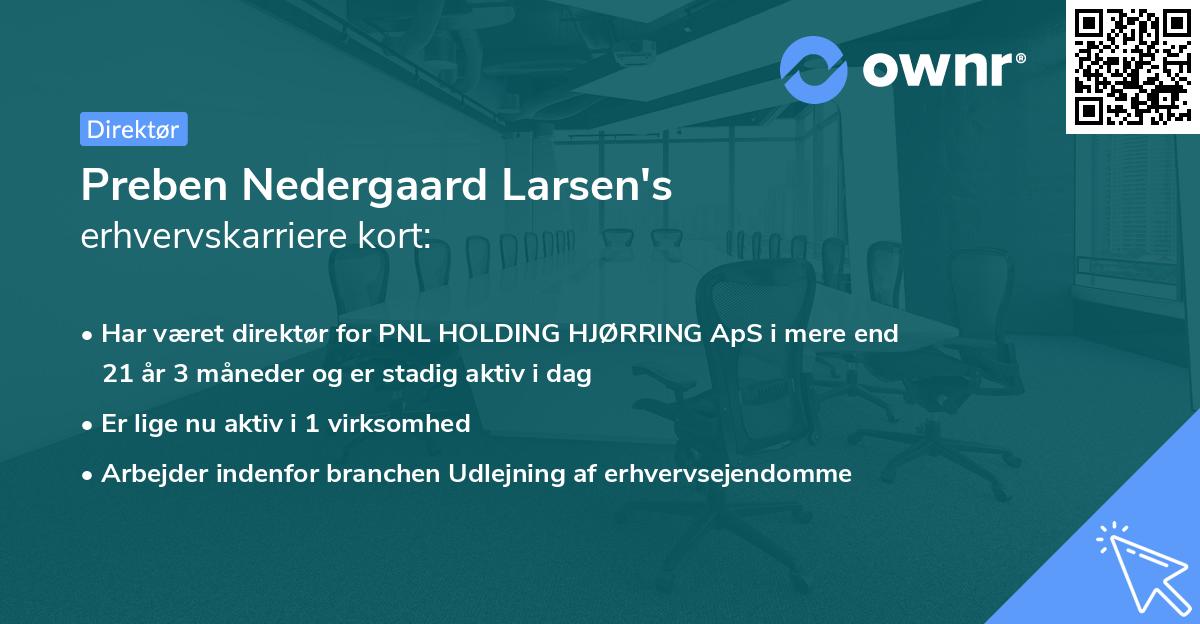 Preben Nedergaard Larsen's erhvervskarriere kort