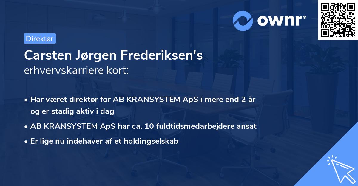 Carsten Jørgen Frederiksen's erhvervskarriere kort