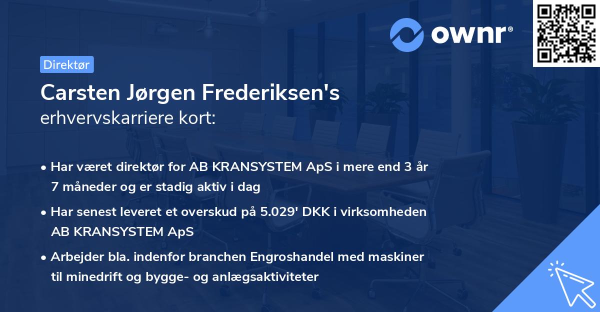 Carsten Jørgen Frederiksen's erhvervskarriere kort